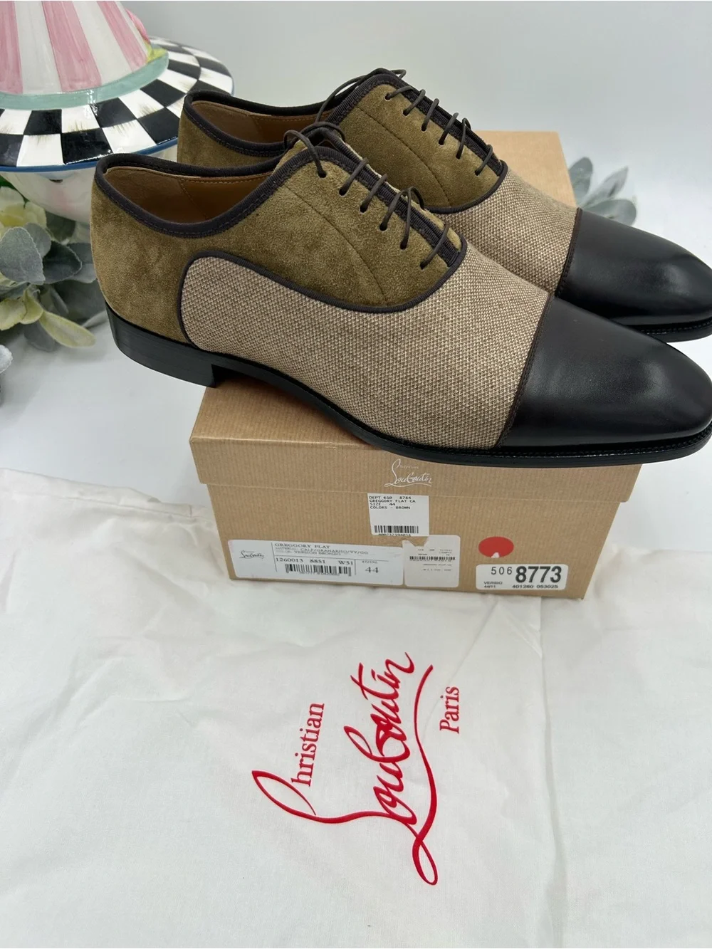 Men's Christian Louboutin Gregory velvet twill and Leather Oxford's size 44
